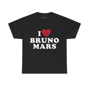 I Heart Bruno Mars Black Tee Front